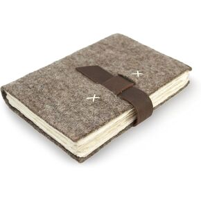 Kathmandu Valley Co. Nepali Traveler Vintage Journal with Handmade Wool Felt and Lokta Paper, 5x8 inch Office Notebook Planner, Made in the Himalayas of Nepal, Nature's Wool