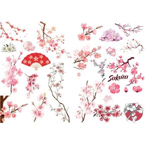 موسمية Pink Sakura Cherry Blossoms Precut Decoration ألبوم مخطط ملصقات Scrapbooking Diary Sticky Paper Paper (CK091)