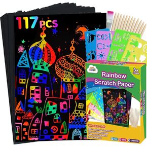 ZMLM 2 Pack Bulk Rainbow Magic Notebooks and 117Pcs Rainbow Scratch Paper Kit