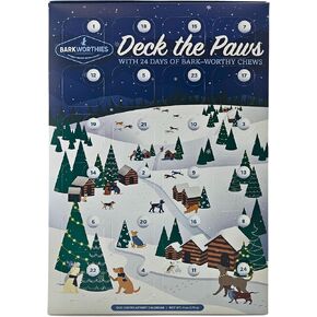 Barkworthies 2024 Dog Advent Calendar - Deck The Paws - All-Natural Chicken and Beef Variety, Box