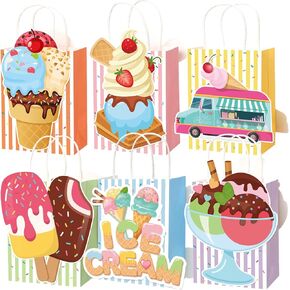 Motimind 24 PCS Ice Cream Party يفضلون حقائب مع مقابض الصيف الرشاش