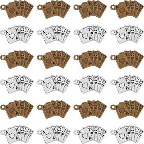 60pcs 2 ألوان ألعاب البوكر على طراز تبتيا البوكر المعلقات مختلطة ألوان لعب البطاقة سحر البوكر المعلقات قلادة على غرار البانك سحر قلادة للأزياء هدايا مجوهرات الأزياء