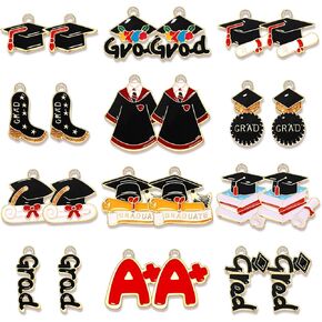 24PCS Graduation Charms for Jewelry Making Enamel Graduation Gown Cap Charms Letter A+ Grad Pendant Charms for Bracelet Necklace Earrings Making DIY Graduation Jewelry Gifts Accessory Crafts in Saudi Arabia