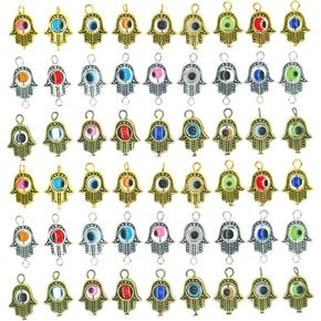 30PCS HAMSA HANDHES HANDS THARMS HAMSA HAMSA Evil Evil Elem Exhedant Endant Endant Frame Tharms for DIY NETLACE CORRING MANDRAY MACH