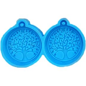 1/4PCS Life Tree Resin Earring Mold Silicone Epoxy Earring Molds Heart Round Pendant Keychain Molds Ornament, Approx.5.5cm/2.16inch, As Pic Shows