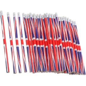 60pcs أقلام الرصاص الأمريكية بُقلان وطني مع ممحاة بريطانية جاك جاك بيل رصيل قلم رصاص الجرافيت الخشبي للأطفال اللوازم المدرسية لحفلات الأطفال