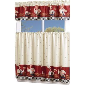 MarCielo 3 Piece Printed Floral Kitchen/Cafe Curtain with Swag and Tier Window Curtain Set, White, Sunflower in Saudi Arabia