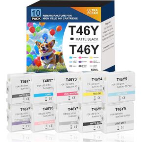 T46 T46Y Ink Cartridge Ultrachrome PRO10 Replacement for T46Y100 T46Y200 T46Y300 T46Y400 T46Y500 T46Y600 T46Y700 T46Y800 T46Y900 T46YD00 Ink for SureColor P900 SC-P900 Printer Ink (10-Pack)