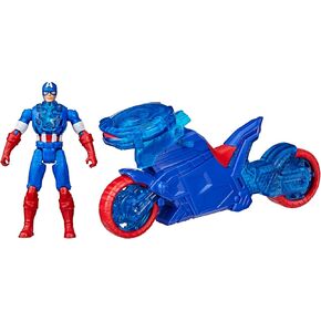 Marvel Avengers Epic World of Action Captain America Shield-Shot Cycle ، 4 بوصة (10 سم) Figure & Toy Motorcycle Playset ، Super Hero Toys for Kids ، 4+