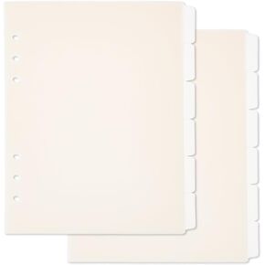 SUPERFINDINGS 2 Sets 12 Sheets A5 Index Binder Dividers Beige Plastic Binder Dividers with 6 Tabs A5 Tab Pages 6 Holes Ring Index Page for Planner Notebook Journal, 21x15.7cm