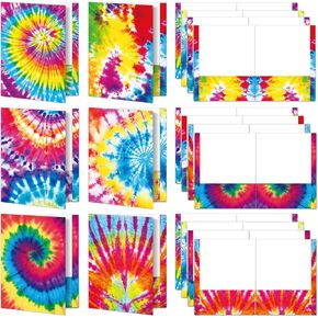 Tie Dye File Folder Set Tie-Dye Colors 2-Pocket File Folder Set 6 Unique Tie Dye Designs for Office Supplies Teachers Students School Office Gifts Supplies Assorted Styles 12 Count 8.6" x 11.8"