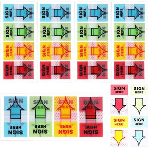 500 Pcs Sign Here Tabs, Adhesive Sign Here Stickers, Flags Sticky Signature Arrow Labels Stickers Message Colors Arrow Flags for Documents Notebooks Home Office Supplies