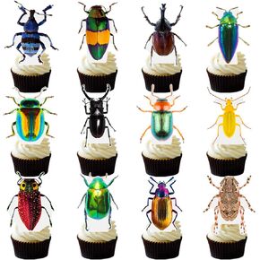 Candy Chef Beetle Cupcake Topcake Toppers Beetle Decortations 48pcs Bug Bug Cupcake Topcake Exction Birthday Party Cupcake Cupcake Topcake for reptile bug showed supplies supplies