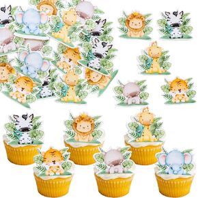ephlyn 54pcs ed jungle safari safari موضوع cupcake cupcake topcake رقاقة ورق jungle safari cake toppers dessert muffin cake cake decoration for baby shown supplies stird supplies