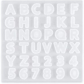 Resin Art Silicone Casting Mould Epoxy Mold Silicon Jewellery Moulds DIY Alphabet and Number Small Design (Pack of 1), White