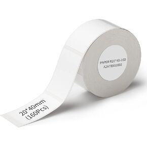 NIIMBOT D101 Label Maker Tape Self-Adhesive Labeling Tape Replacement 0.79" X 1.57" (20 X 40mm) Thermal Label Paper for Home Kitchen, 160 Labels/Roll, White