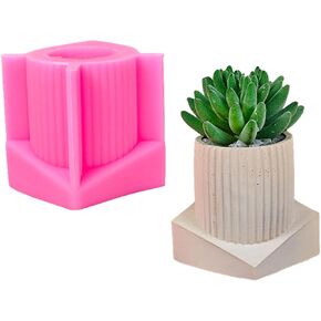 Architectural Style Concrete Flower Pot Pen Holder Silicone Mold Plaster Succulent Planter Vase Mold Candle Holder Epoxy Resin Cement Clay Mould