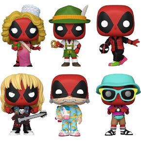 Funko Pop! Deadpool Set of 6 - Deadpool: Beauty Pageant, Lederhosen, Bowling, Metal Band, Sleepover and Tourist