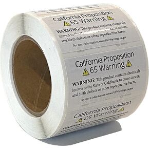 Prop California Proposition Proposition 65 ملصقات تحذير 1*2INCH RECTANGL