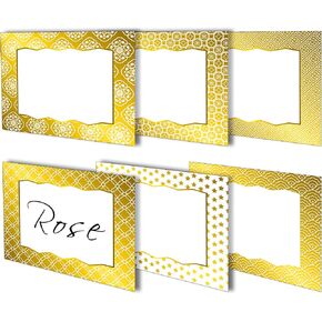 240pcs علامات الاسم الذهبي ، 3.5x2.8inch اللاصقة الذاتية اسم العلامات المخصصة لعلامات الشارات الاسم الزخرفي الملصقات الحدودية لعلامات هدية عيد الميلاد الملحقات مدرسة المنزل المنزلية