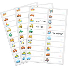 Waterproof Daycare Name Labels for Kids School Supplies, Name Stickers for Water Bottles Baby Bottles, Self-Laminating Dishwasher Safe Self-Adhesive Labels,200 PCS