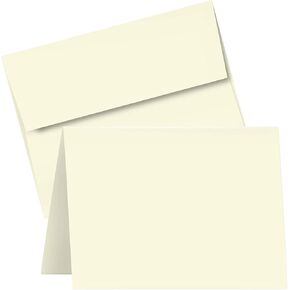 A6 Blank Cream Folding Greeting Cards | 4.5 x 6 Inches (When Folded) | Durable and Thick 80lb (216gsm) Card Stock | 50 Cards and Envelopes per Pack