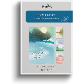 DaySpring - When Words are Hard to Find - 4 Watercolor Greeting Card Design Assortment with Scripture - 12 Sympathy Boxed Cards & Envelopes (U1204)