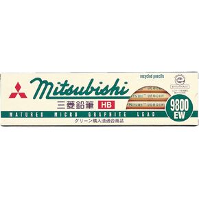 三菱鉛筆 Mitsubishi Pencil K9800EW2B Recycled Pencils, 9800EW, 2B, 1 Dozen