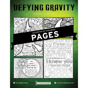 Coloring Broadway - Wicked Inspired Coloring Pages (Set of 4), Defying Gravity Musical Theater Merchandise, Printed on Matte Card Stock (8 1/2" x 11"), Ideal Gift for a Broadway Theater Lover