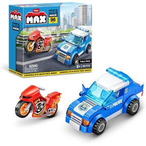 Max Adventure Police Police Playet (96 قطعة) بناء ألعاب الطوب للأطفال 5+ إنشاء مركبات والمزيد من الاكتشاف
