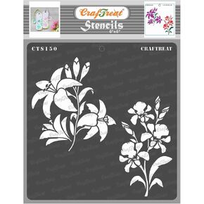 CrafTreat Reusable Lily Flower Stencils for Painting on Wood, Canvas, Paper, Fabric, Floor, Wall and Tile - Lily and Iris - 6x6 Inches - DIY Art and Craft Stencils iris for Painting Flowers