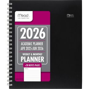 Mead 2026 Planner ، أسبوعيًا وشهريًا ، 15 شهرًا ، 8.5 "× 11" ، كبيرة ، أساسية ، أسود (CRW6200526)