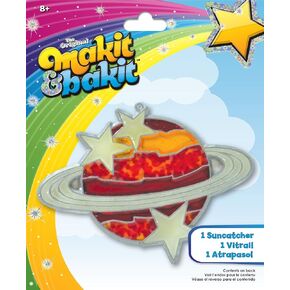 Colorbok QC47652T Makit & Bakit Glittering Suncatcher Kit, Saturn, Multicolor