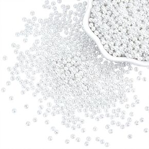 PH Pandahall 2300pcs Glass Pearl Bead 3mm حبات مرتفعة صغيرة حول الخرز الفضفاضة حبات تقليد اللؤلؤ لربط سوار القلادة قرطس سلسلة التبعية