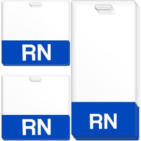 8 Pieces RN Badge Buddy 2 Size Horizontal Vertical Heavy Duty Badge Tags for Resident Nurses Double Sided RN Badge Identification Card PVC Nurse Badge RN Badge ID Card for Resident Nurse (Blue)