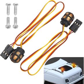 sharegoo 2pcs RC Car LED LID RC Light Light Beach Strobing-blasting/Flassing/Rodating Mode متوافق مع Traxxas Axial 1/10 1/12 1/16 RC Crawler Car 1/14 Tamiya Tractor Truction (Orange)