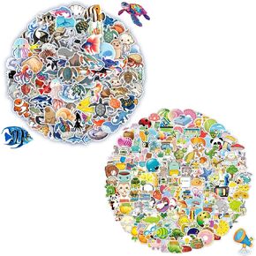 320 Pcs Bundle Stickers, 100 Pcs Cute Ocean Animal Stickers and 220 Pcs Water Bottle Stickers for Kids Teens