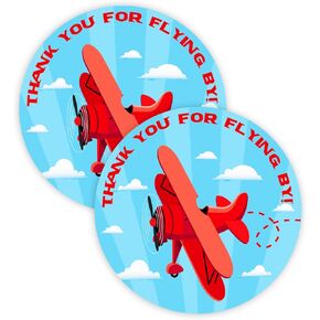 Red Airplane Party Forms ملصقات - 40 ملصقات الأكياس - حفلة Airplane شكرًا لك على Tag - Red Airplane Party Supplies - Red Airplane Party Decorations - ملصقات