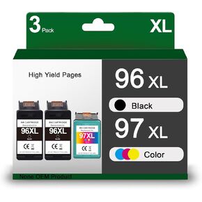 96 97 Black/Color Ink Cartridge Remanufactured for HP 96/97 96xl 97xl Combo Pack Work with Deskjet 6940 5940 6840 Officejet 7210 7310 Photosmart 2610 2710 Printer (2 Black 1 Tri-Color)