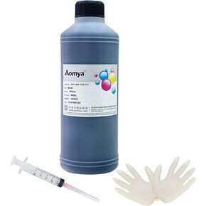 AOMYA المتوافقة مع مجموعة حبر الحبر الأسود الحبر 500 مل الحبر السائبة لعلاج طابعات الحبر HP نظام CISS CIS CIS (16.9 أوقية) مع المحقنة والقفازات