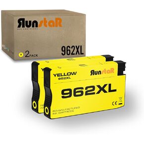 Run Star Reductured 2-packs 962xl استبدال خرطوشة الحبر لـ HP 962XL 962 استخدام HP OfficeJet Pro 9010 9012 9015 9015E 9018 9020 9025 9025E 9026 9027 9028 Printer (2 صفراء)