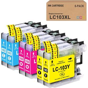 Compatible Ink Cartridge Replacement for LC103 High Yield, Compatible with MFC J870DW J450DW J470DW J650DW J4410DW J4510DW J4710DW J6720 (6 Color)
