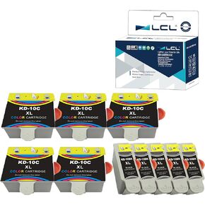 LCL Compatible 10XL 10B 10C Ink Cartridge Replacement for Kodak EasyShare 5000 5100 5200 5300 5500 ESP 3 ESP 5 ESP 7 ESP 7200 ESP 9 Office 6100 6150 Hero 7.1 9.1 6.1 (5Black 5Color 10-Pack)