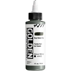 High Flow Acrylics by GOLDEN, Sap Green Hue, 4 fl. oz. Bottle, Professional Acrylic Paint, Opaque