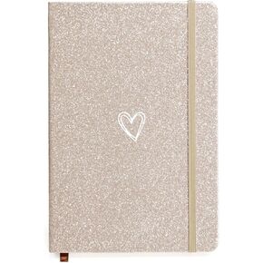 Bling A5 Notebook, Lined Journal Notebook A5 Notepad for Girls Women,Cute Heart Pattern Design Glitter Diary College Ruled Hardcover Notebook for Work, School, Note Taking, Business-Pink
