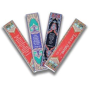 4 Woven Bible Verse Bookmarks, Assortment of 4 Fabric Scripture Book Markers for Bible Study or Church Group, Unique Christian Gifts for Women, Assortment 4