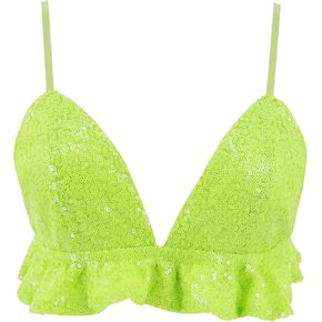 Multifit Women’s Sexy Sequin Crop Top Butterfly Bandage Tank Top Belly Dance Bra Top Costume Outfits