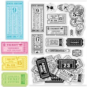 CHGCRAFT Ticket Clear Stamps Date Calendar Postmark Stamps for Card Making Bill Silicone Clear Stamp Seals for Cards Transparent Stamps Making DIY Scrapbooking Photo Journal Album