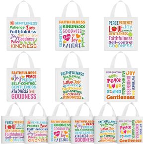36 PCS Fruit of the Spirit Tote Facs for Kids Dender Bible Verse Beacs حقائب هدايا مسيحية مع مقابض لحزب الحفلات لهدايا عيد الفصح لوازم حزب كنيسة مدرسة الأحد