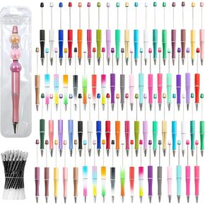 600 Pieces Beadable Pens - 200 Plastic Beadable Pens Bulk, Refills & Pen Bags Included - Beaded Pens Kit Cute Ballpoint Pens Black Ink - DIY Pens for Students & Teachers (Multicolor)